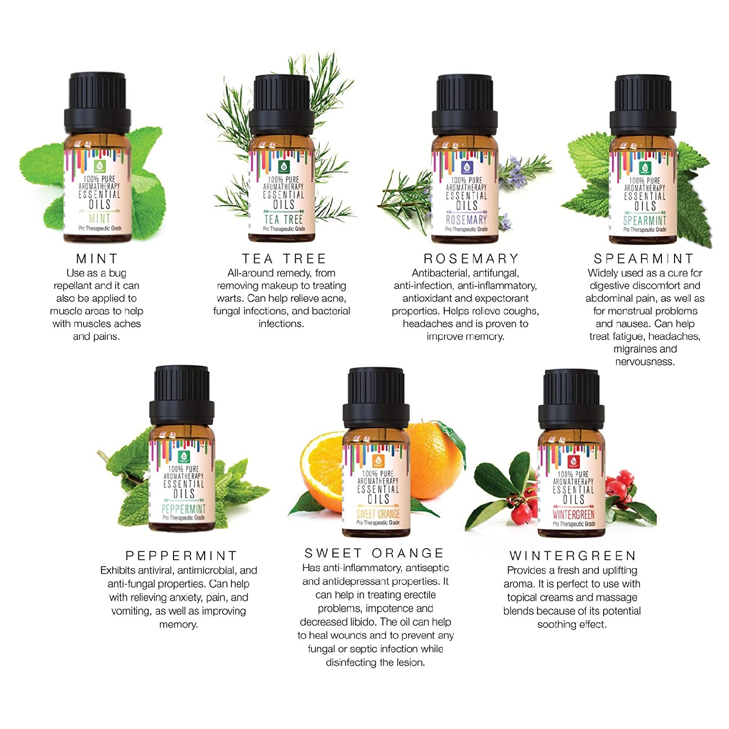 Pursonic Unisex 100% Pure Essential Aromatherapy Oil Gift Set 14 Pack