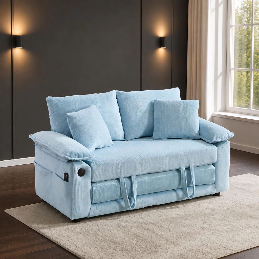 GOODSILO Convertible Chenille Upholstered Sofa Bed Functional Seating