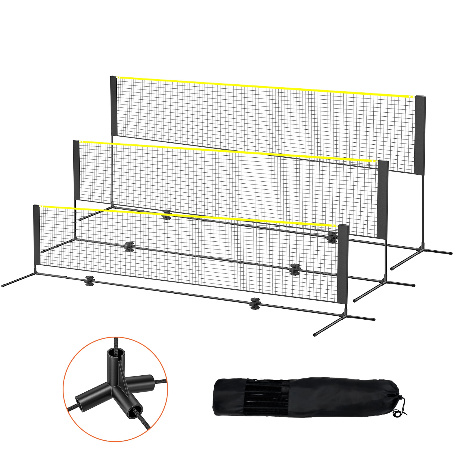 HONGGE Badminton Net Height Adjustable Volleyball Net Foldable Pickleball Net Portable Easy Setup Tennis Net Set with