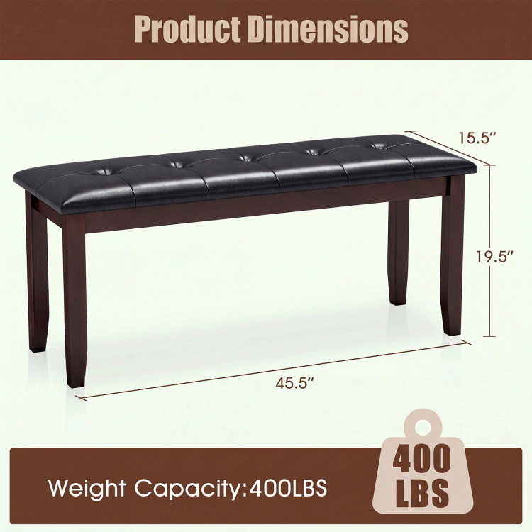 Hivvago Elegant Dining Room Bench with Cushioned PU Leather Upholstery