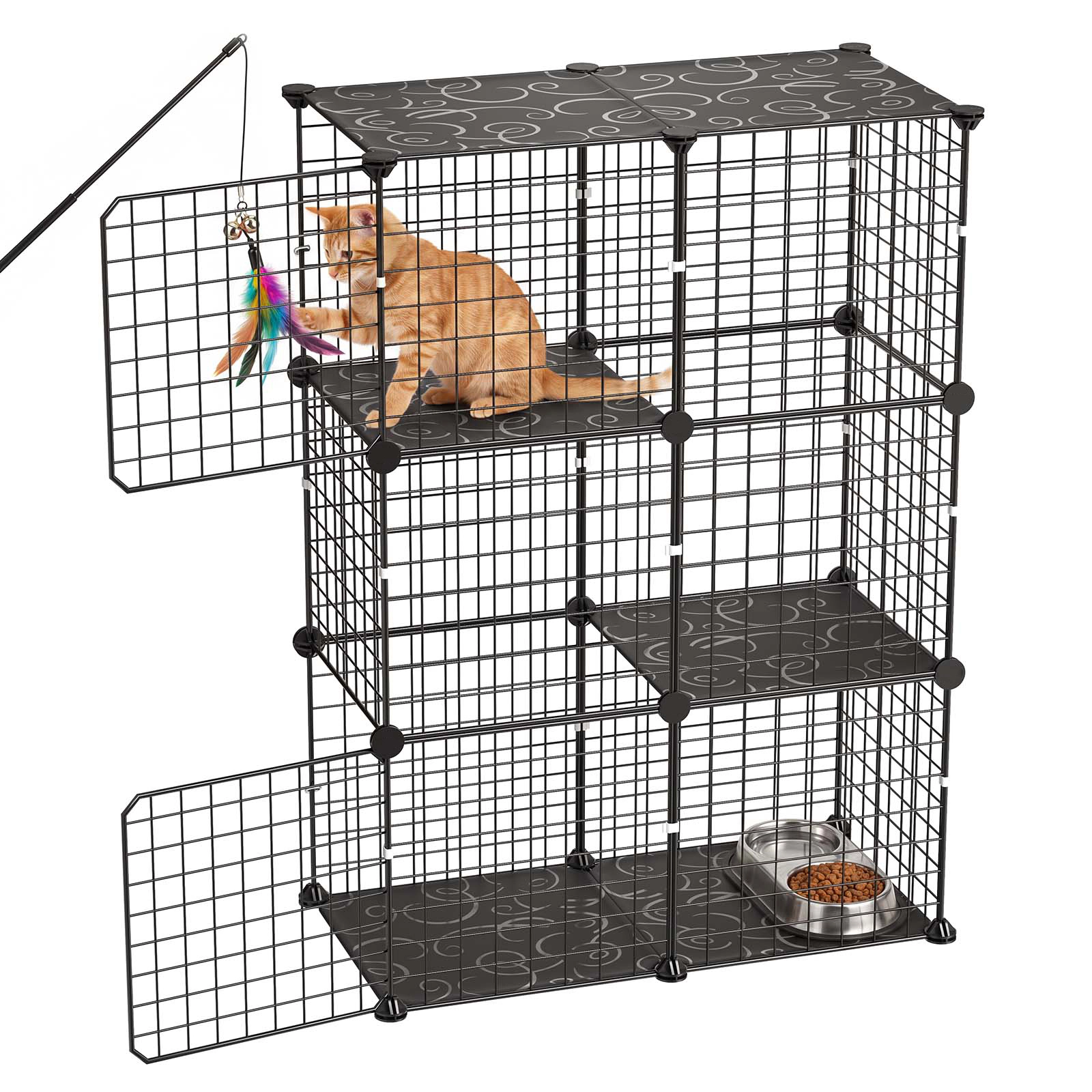HONGGE Cat Cage DIY Cat Playpen Indoor Enclosure Detachable Metal Wire Kennel Crate with Large Exercise Place Ideal for