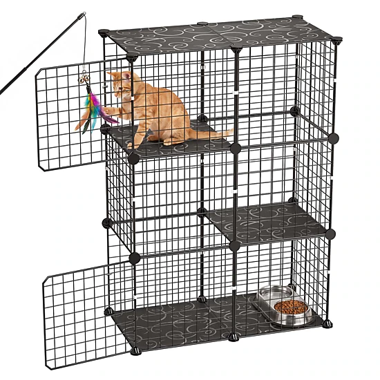 HONGGE Cat Cage DIY Cat Playpen Indoor Enclosure Detachable Metal Wire Kennel Crate with Large Exercise Place Ideal for