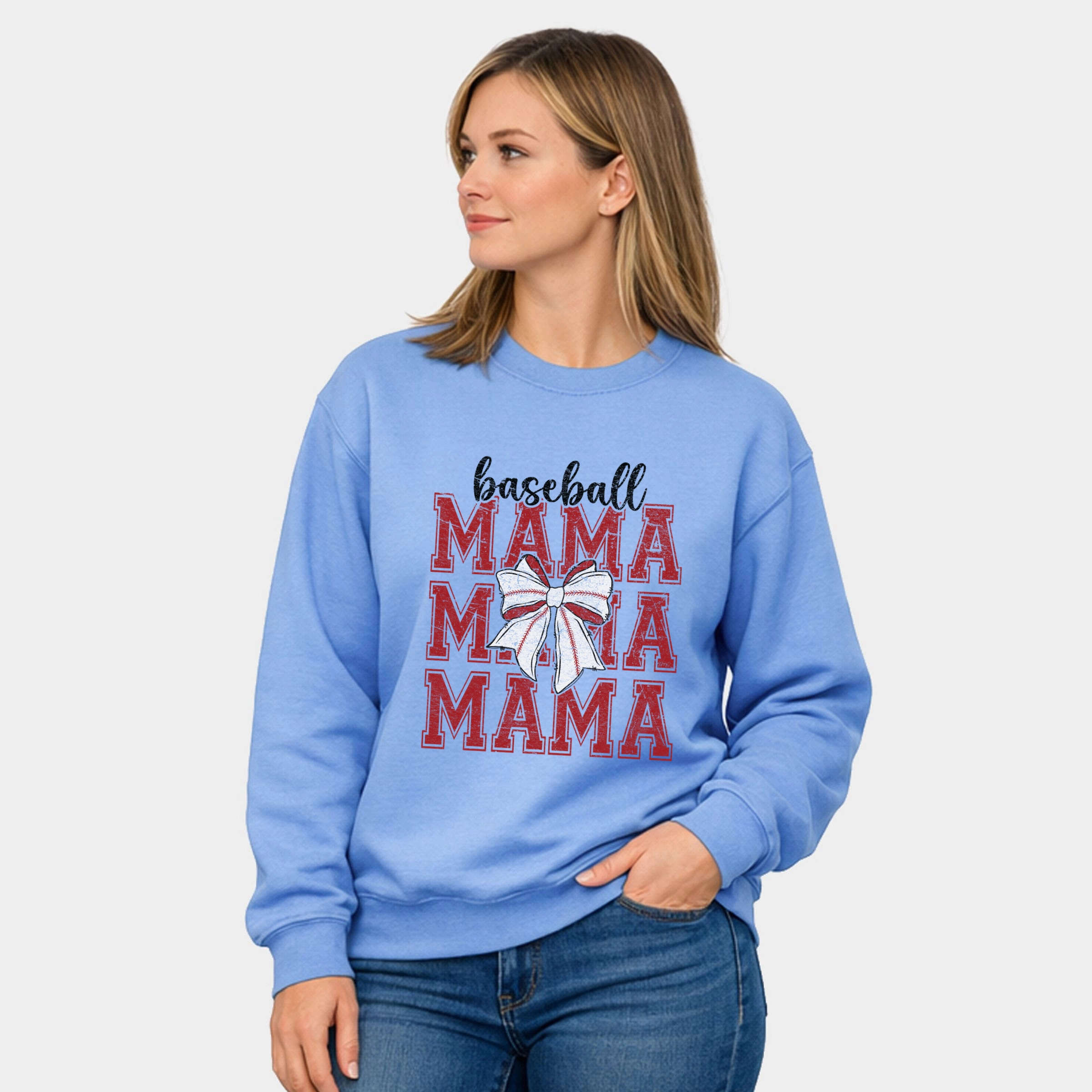 Simply Sage Market - Baseball Mama Stacked Coquette  Women's Graphic Sweatshirt