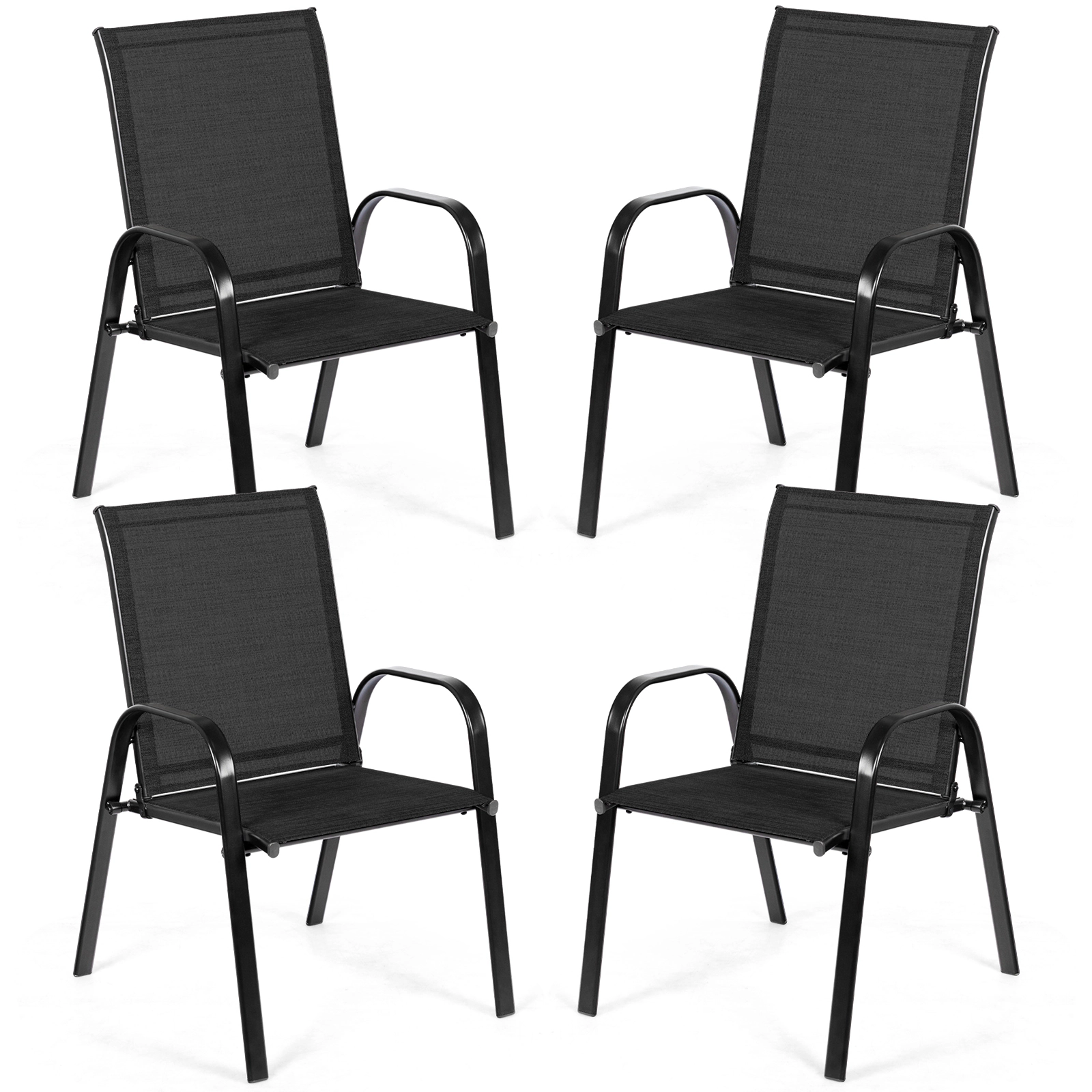 SUGIFT Set of 2 Black Folding Outdoor Patio Dining Chairs with Armrests