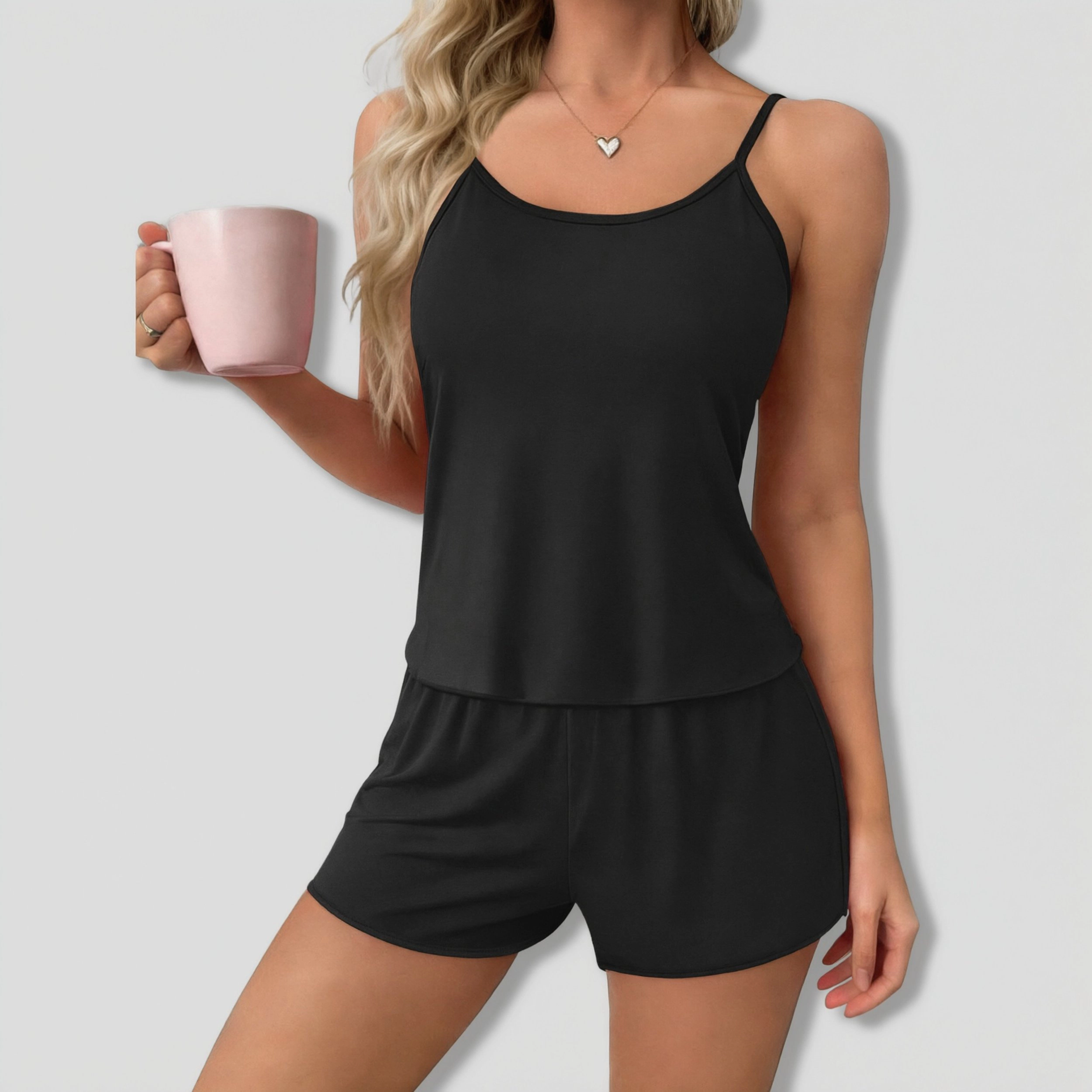 Ekouaer Womens Cami Pajama Set Piece PJS Criss Cross Back Tank and Shorts