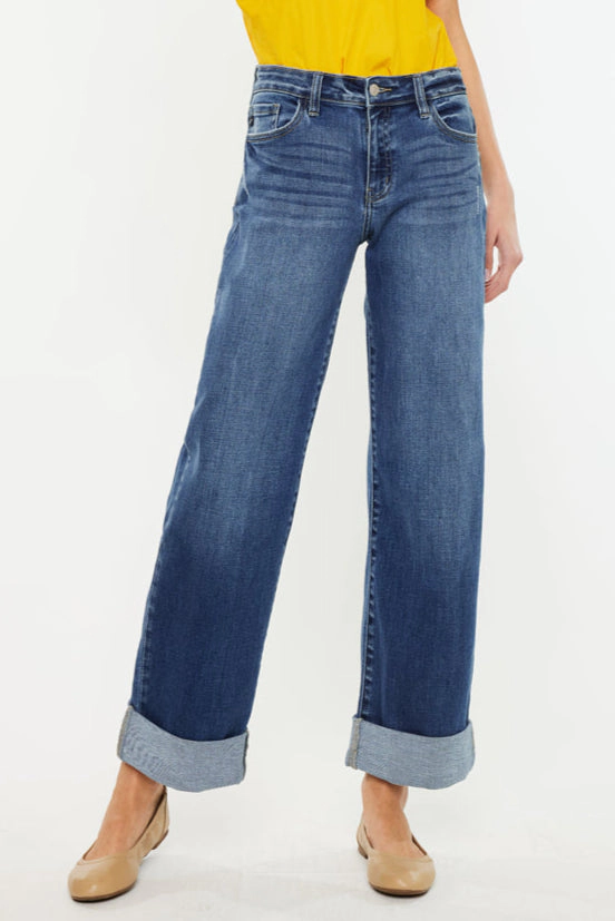KanCan Women's Essentials High Rise Wide Leg Jeans Ivanna