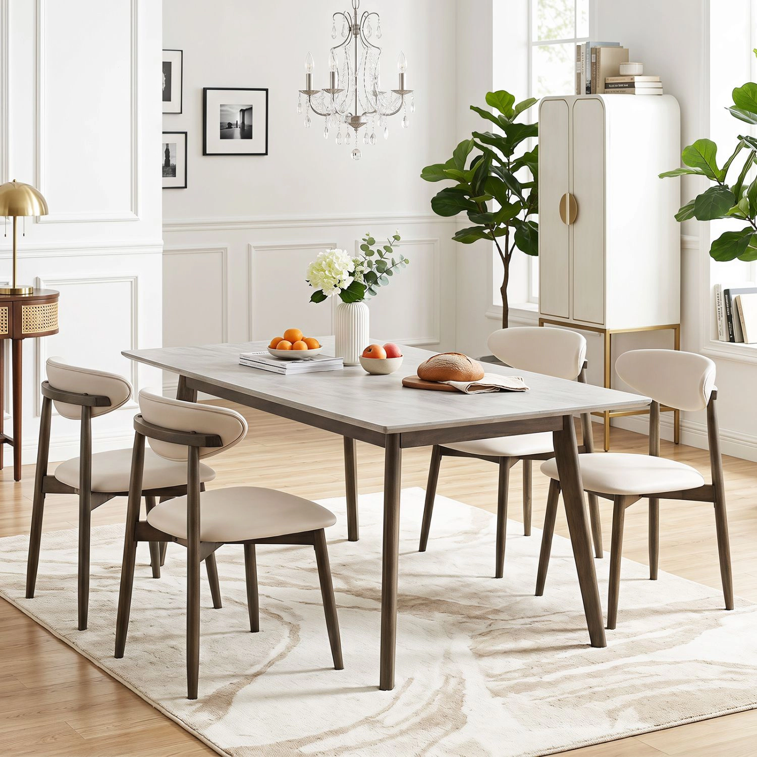SlickBlue Modern Wooden Dining Chairs with Padded Faux Leather Seat