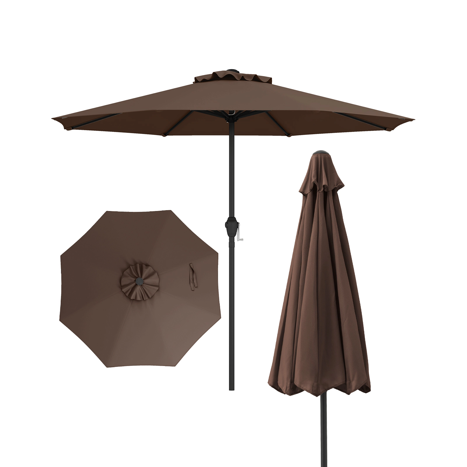 SUGIFT Coffee Crank Handle and 8 Heavy-Duty Ribs 8.5 FT Outdoor Market Patio Umbrella