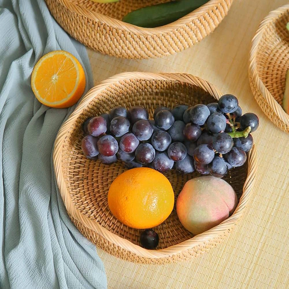 Haven Craftworks Unisex Handmade Rattan Bread Basket Decorative Bowl