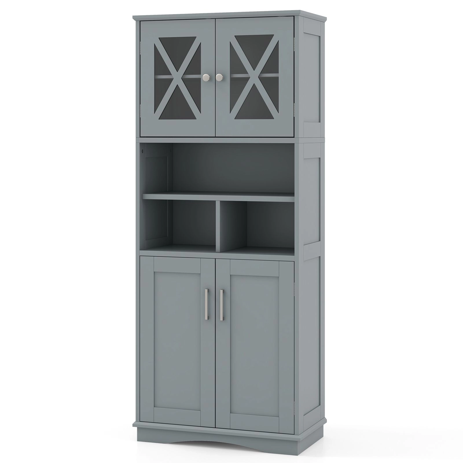 SlickBlue Multi-Use Storage Cabinet with Open Shelves for Home Organization