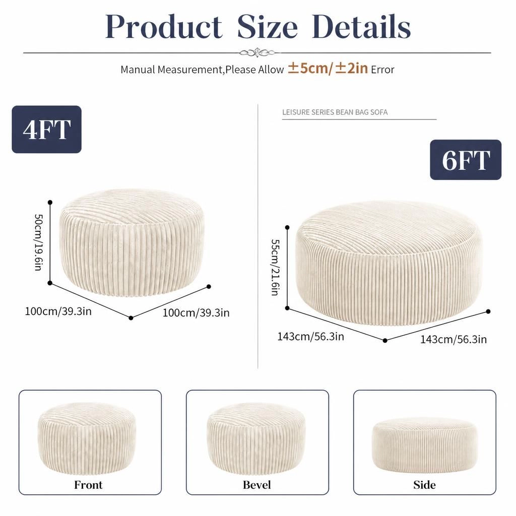 GOODSILO Corduroy Lazy Single Seat Bean Bag Chair