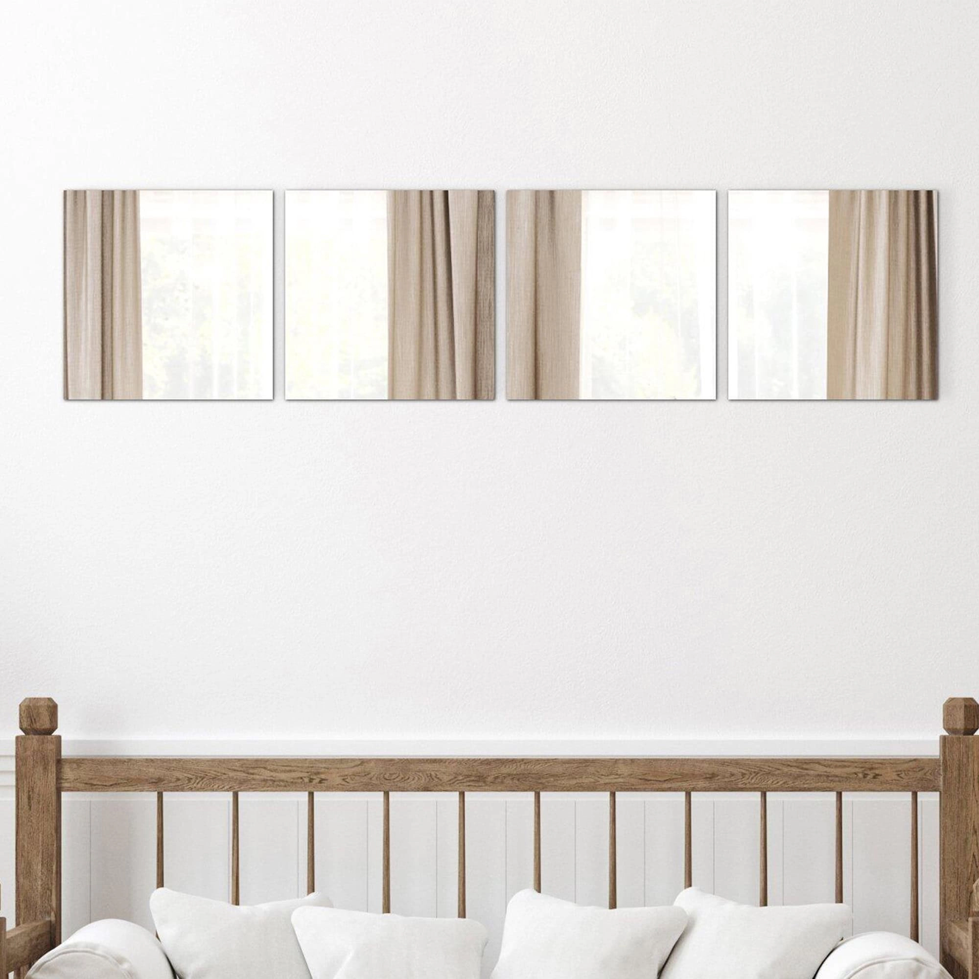 Evideco French Home Goods Set of 4 Frameless Glass Wall Mirrors 11.11in Silver
