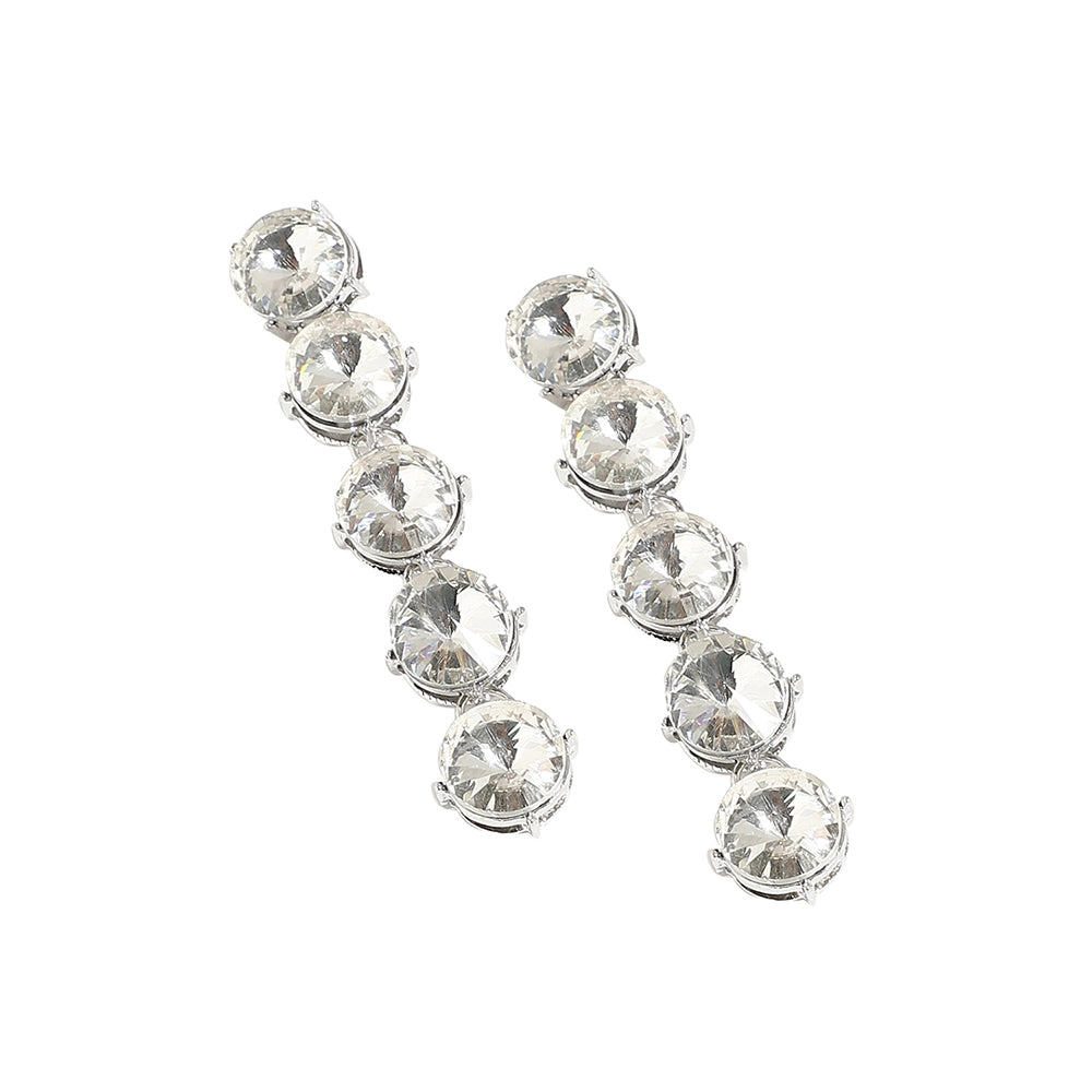 SOHI Women's Crystal Silver Casual Drop Earrings
