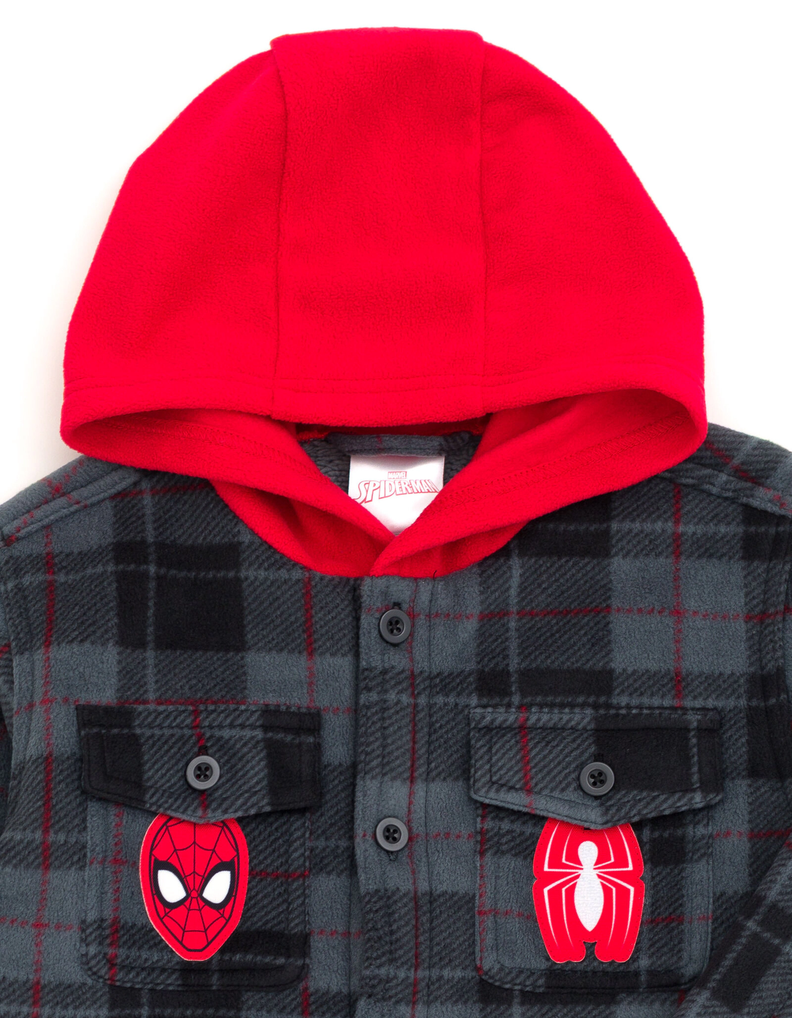 Marvel Spider-Man Boys' Fleece Hooded Shirt Jacket