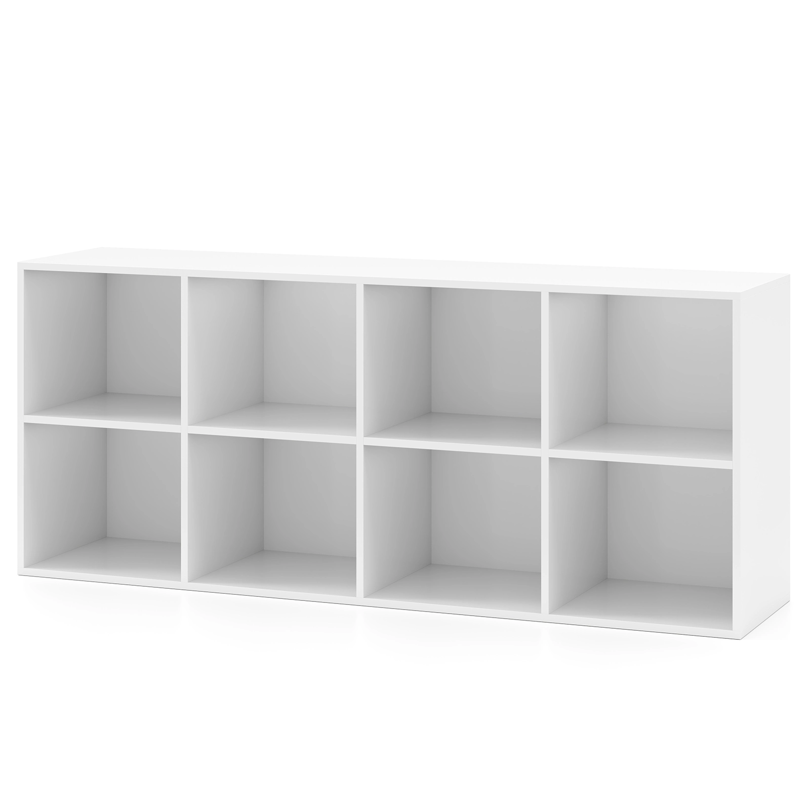 SUGIFT 8-Cube White 48-in Wide Cube Storage Organizer Bookshelf with 180-lb Top and 2 Anti-Tipping Kits