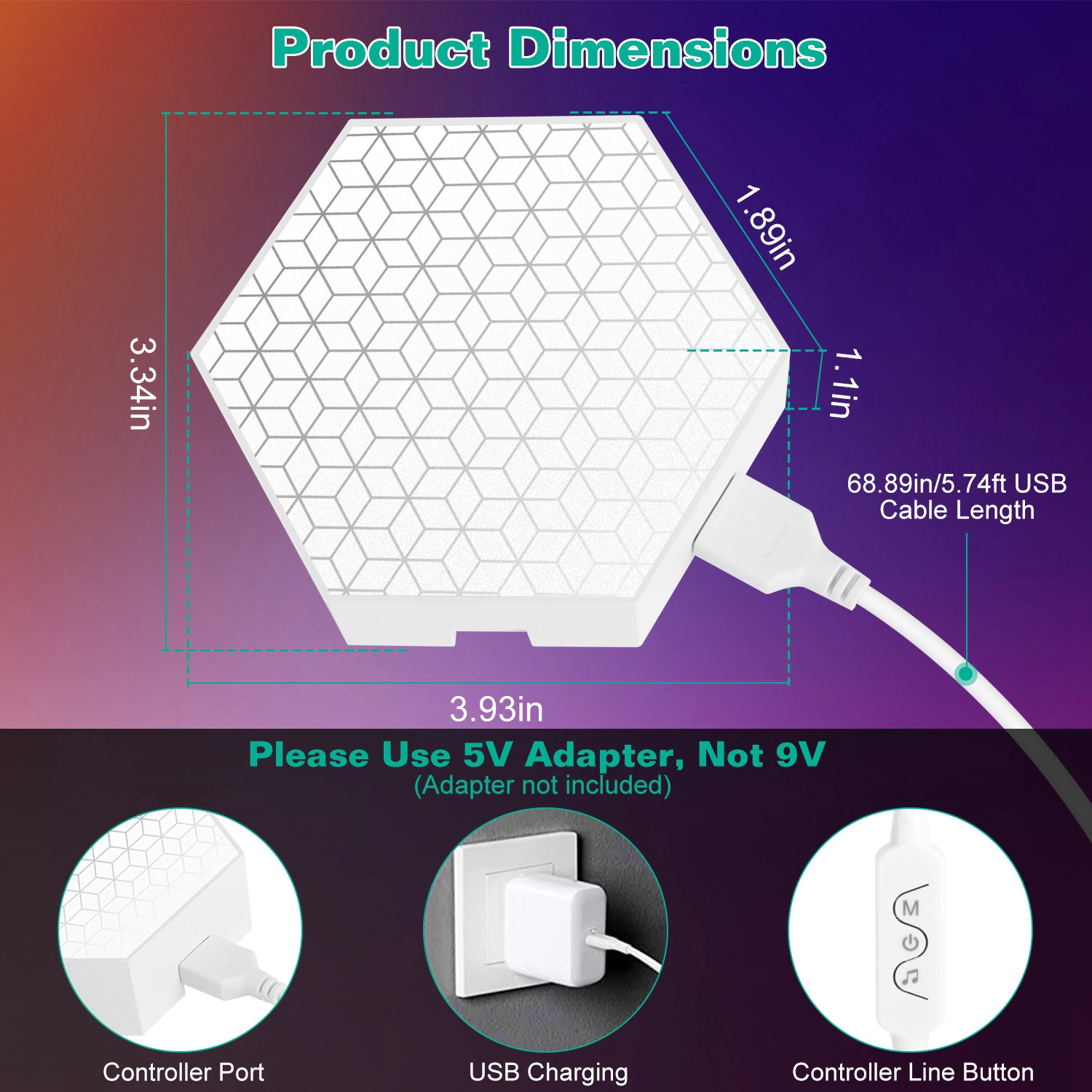 GBruno RGBW Hexagon Light Panels 8-Piece Set