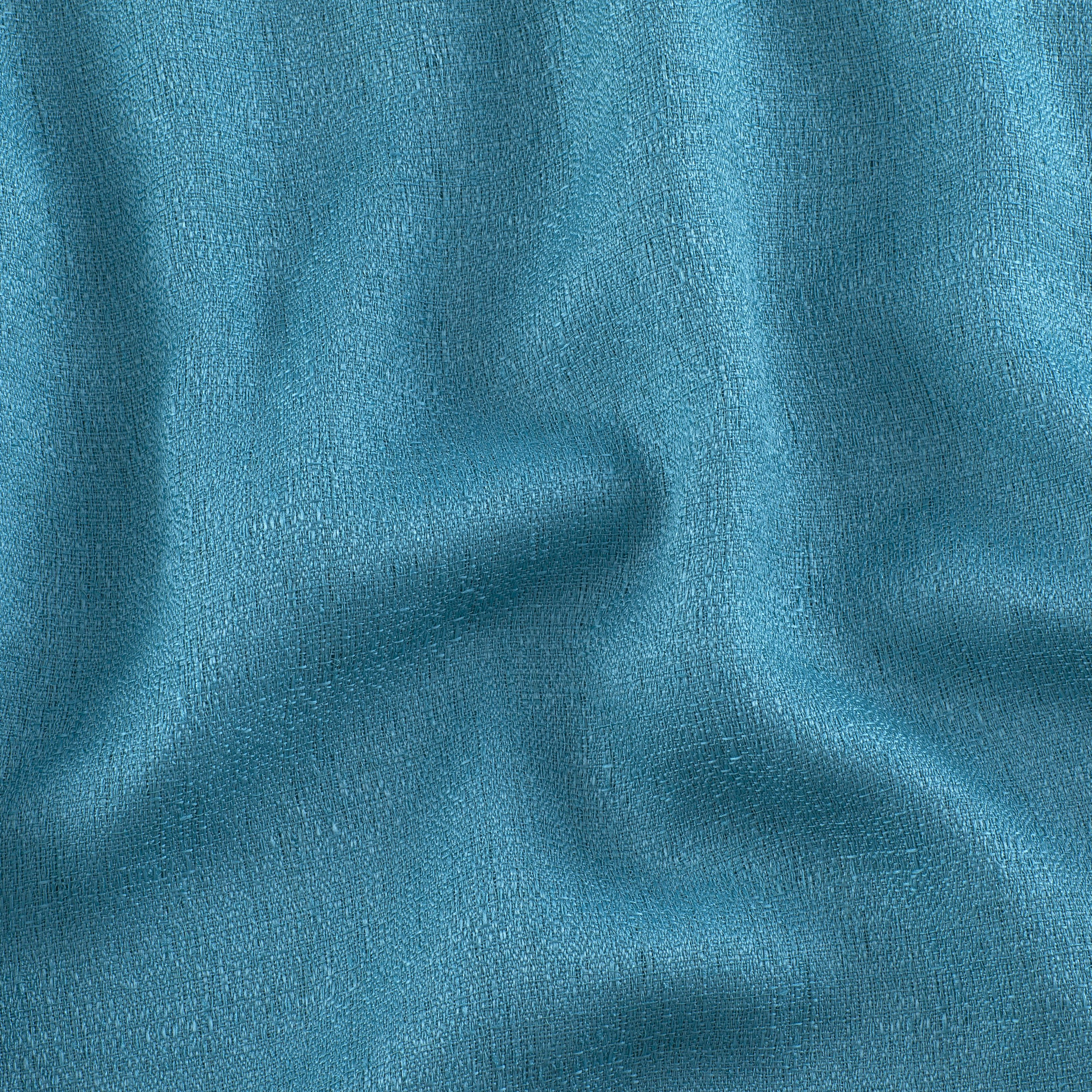 Kate Aurora Semi Sheer Flax Styled Turquoise Rod Pocket Single Window Curtain Panel - 52 in. W x 84 in. L