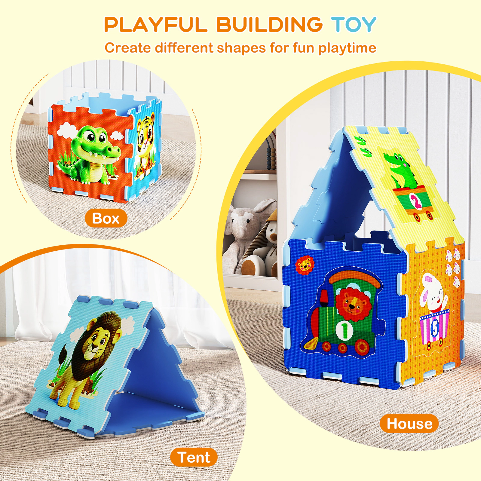 SUGIFT Educational Animal Interlocking Baby Play Mat 10 Months+ Colorful