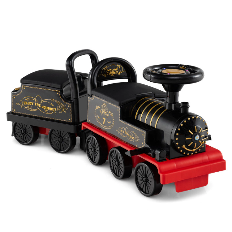 Hivvago 6V Ride on Train 2-Seater with Carriage and Flashing LED Lights