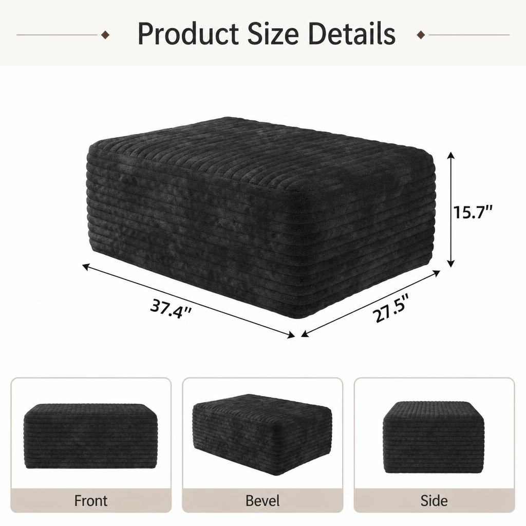 GOODSILO Comfortable Foam Filled Rectangular Low Profile Ottoman