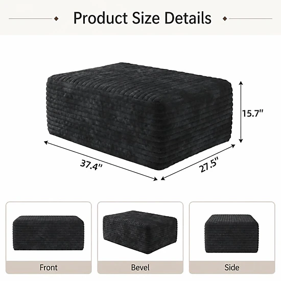 GOODSILO Comfortable Foam Filled Rectangular Low Profile Ottoman