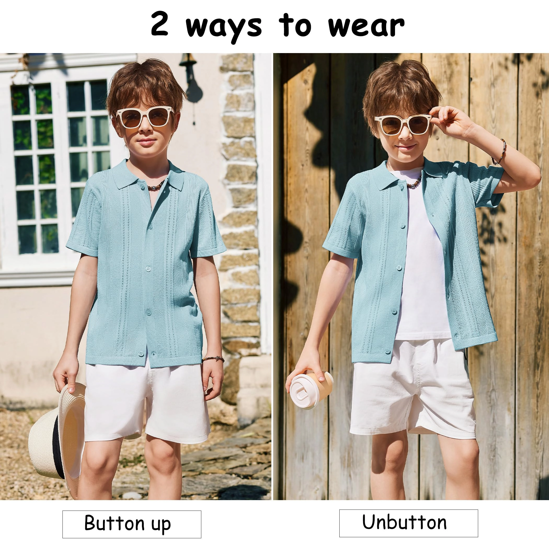 Arshiner Boys Button Down Shirt Short Sleeve Knit Fashion Casual Beach Shirts For Kids