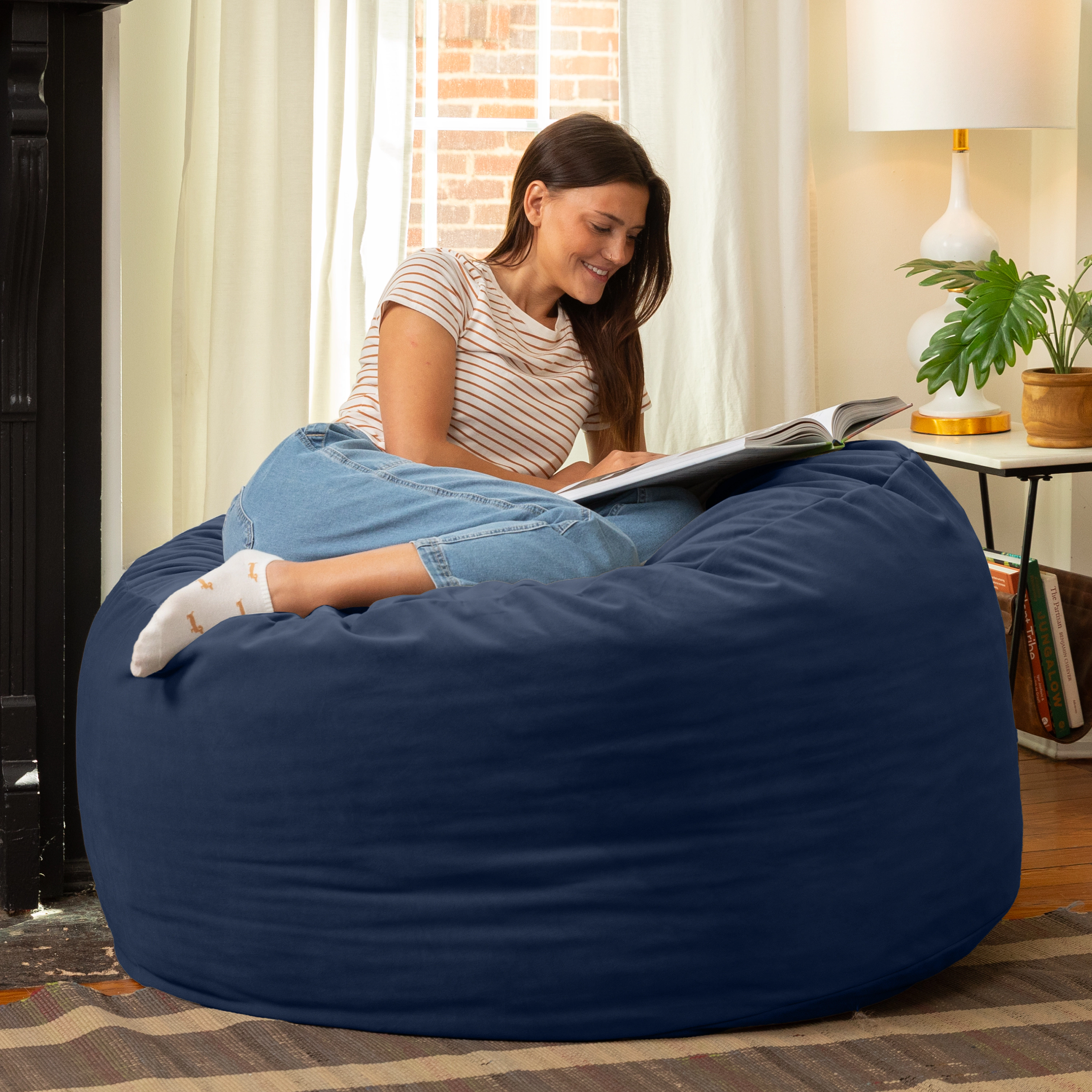 Jaxx 4 Foot Saxx - Large Round Bean Bag Chair for Adults
