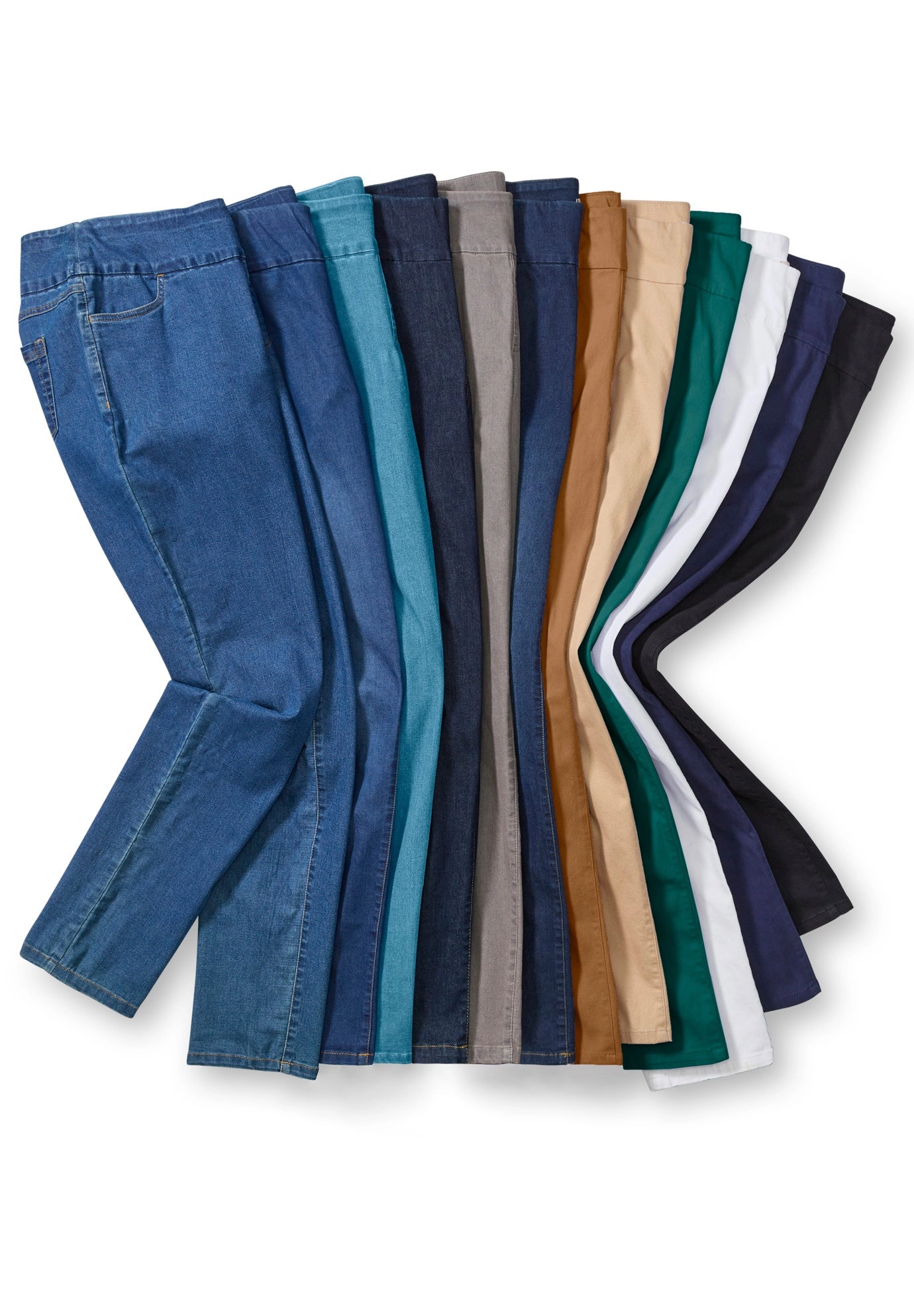 Woman Within Plus Flex-Fit Pull-On Straight-Leg Gap-Free Stretch Denim Jeans