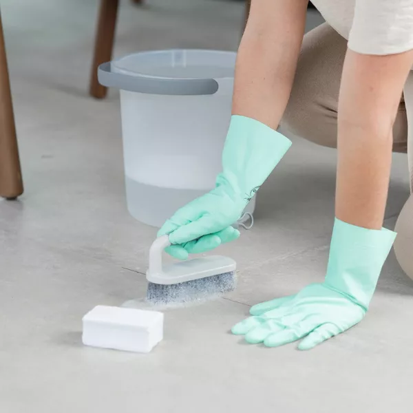 OU Scrub Brush w/ Ergonomic Handle, All Purpose Heavy Duty Cleaning Scrubber w/ Scraper Edge & Hanging Loop