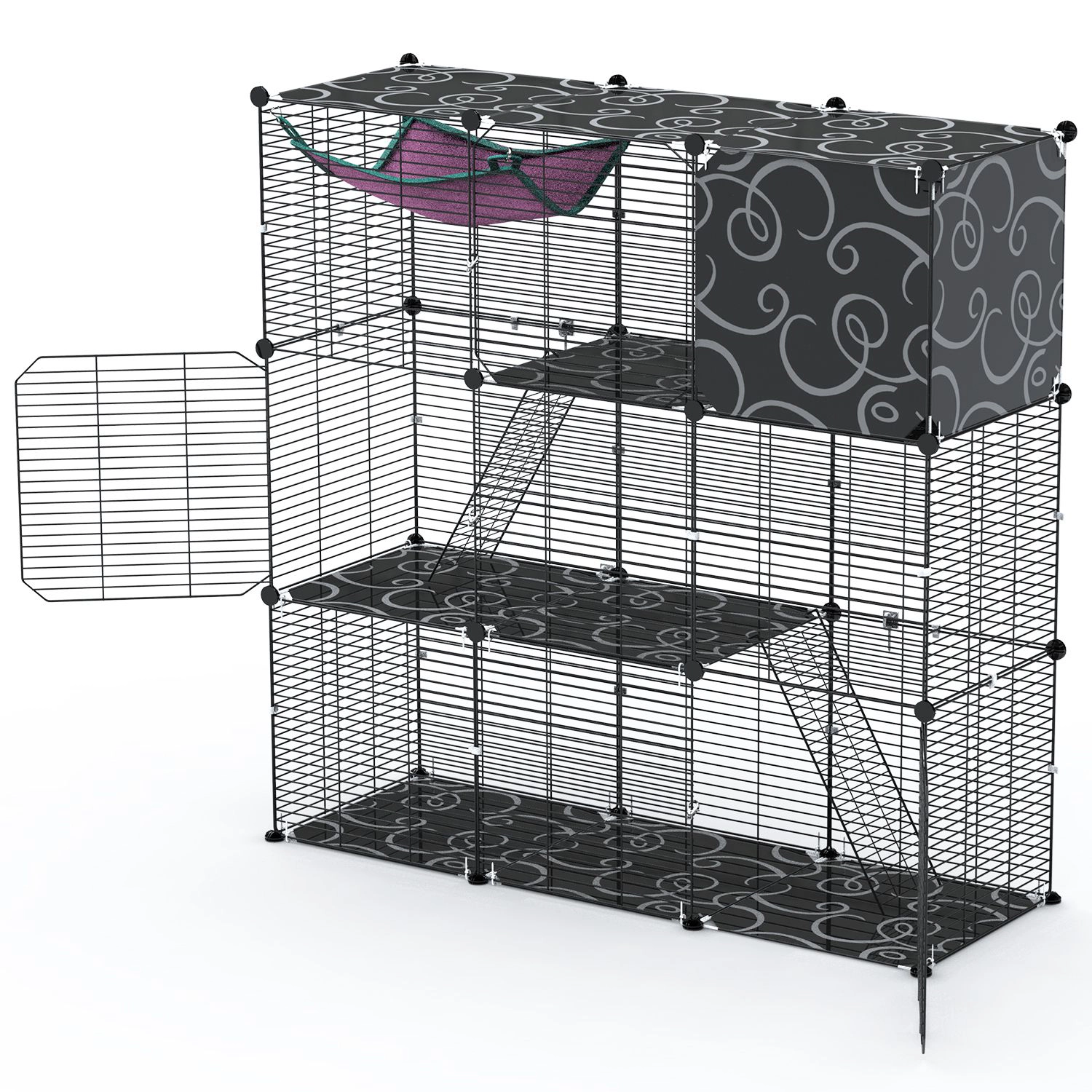GBruno 3-Tier Wire Cat Cage Enclosure With Hammock
