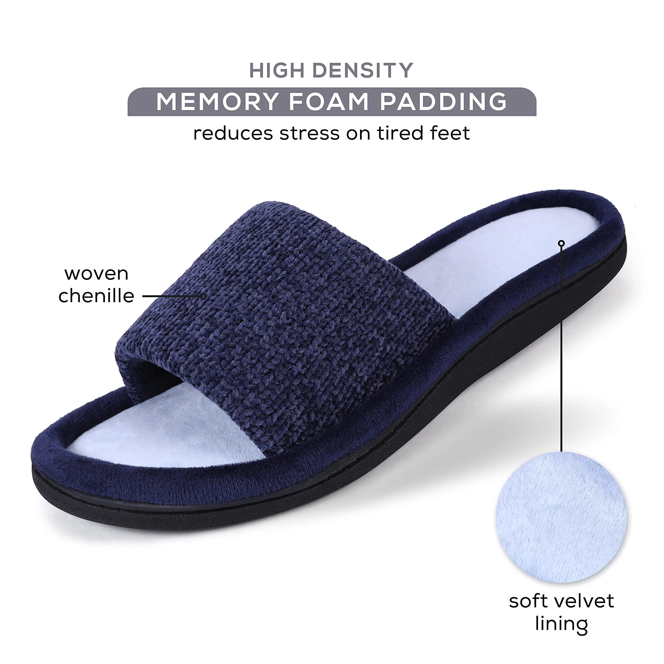 Roxoni Women's Soft Open-Toe Memory Foam Slide Slippers