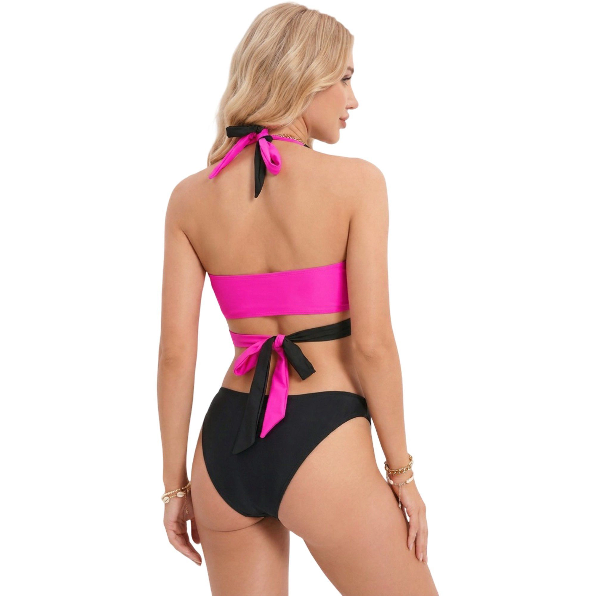 Anna-Kaci Women’s High-Waisted Shirred Bikini Set
