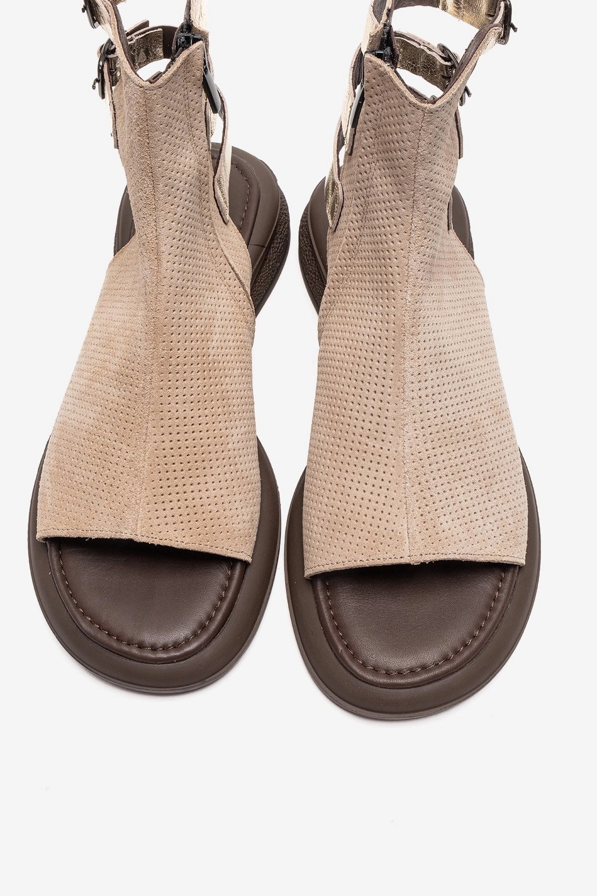 Forever & Always Womens Carina Leather Side Zip Sandal