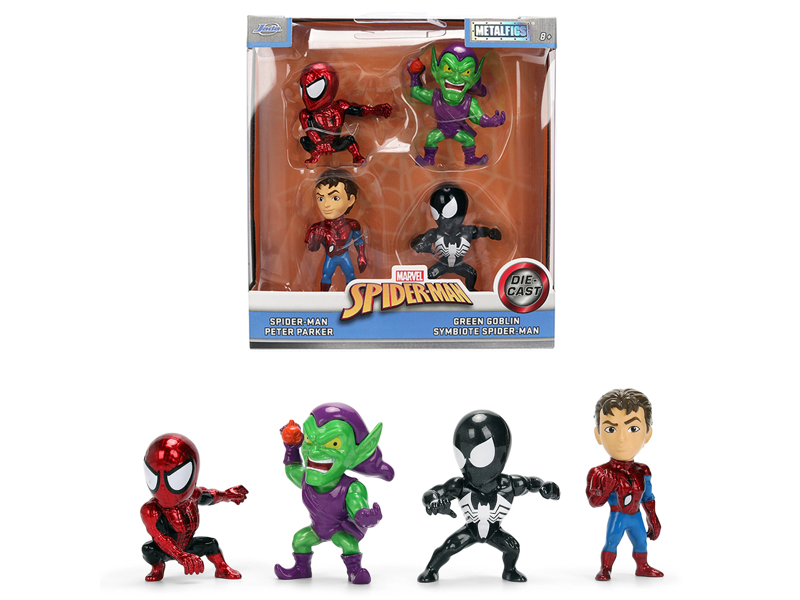 Jada Set of 4 Diecast Figures "Spider-Man" Wave 3 "Metalfigs" Series Diecast Models by Jada