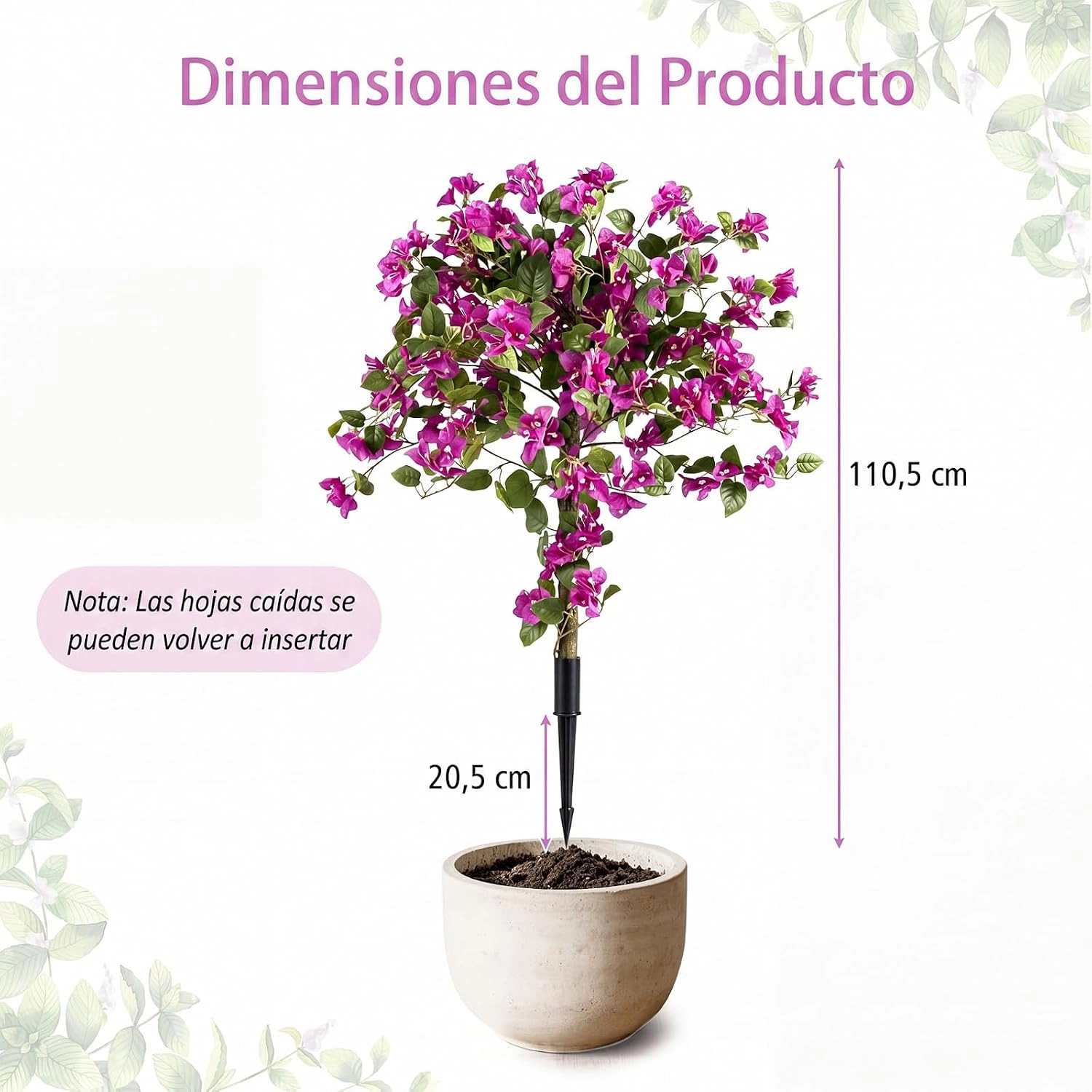 SlickBlue Artificial Bougainvillea Tree Set of 2 Pink Floral Faux Plant Porch Patio Decor