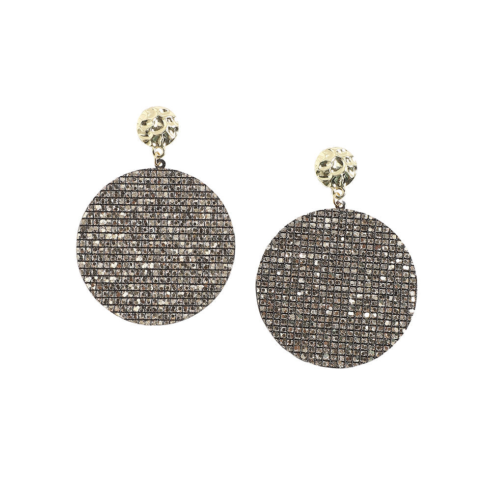 SOHI Women's Chalice Silver Embellished Circular Drop Earrings
