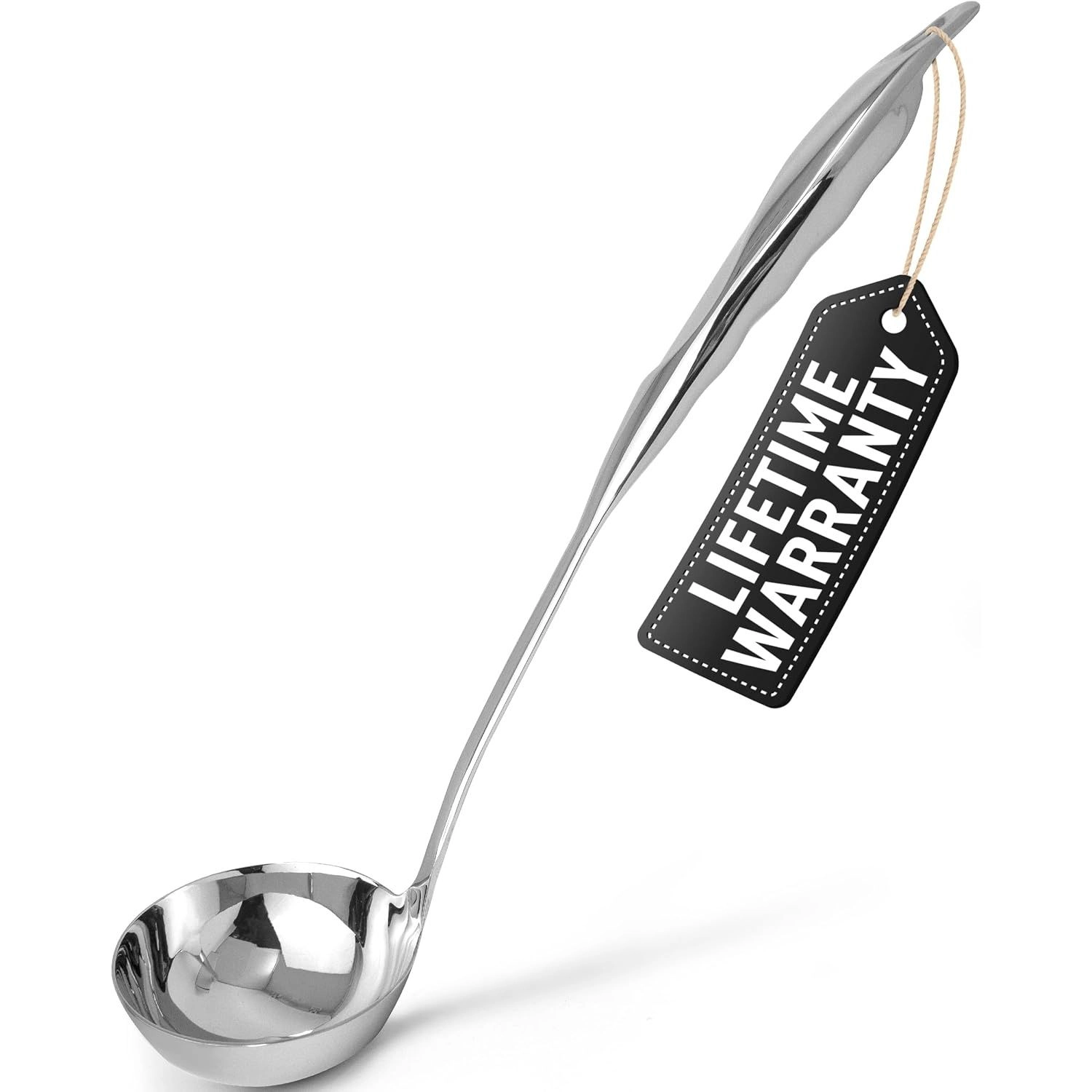 Zulay Kitchen Stainless Steel Soup Ladle - 13” Large Ladle for Soups, Stews & Sauces