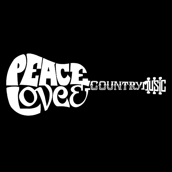 LA Pop Art Peace Love Country - Mens Word Art Crew Sweatshirt