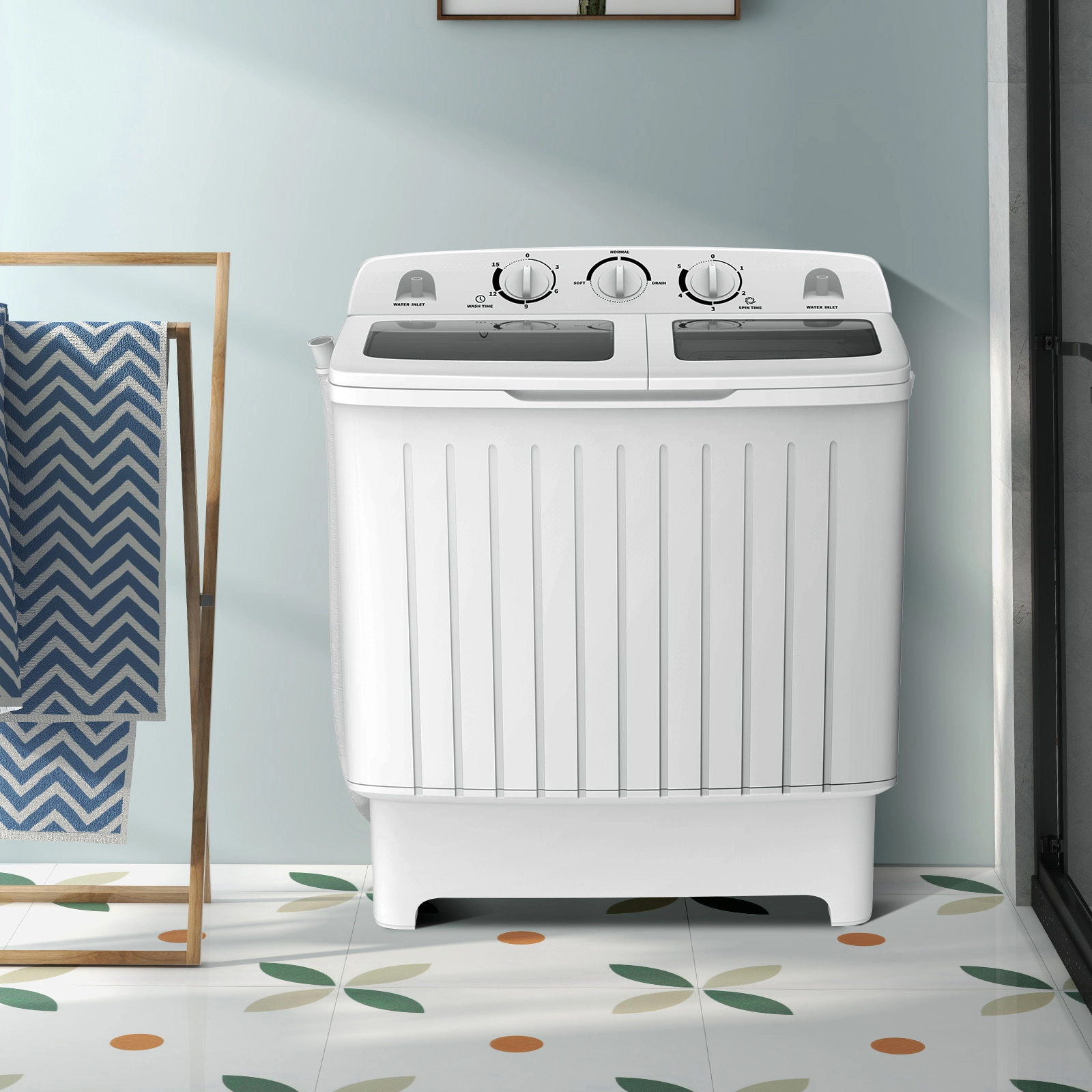 SUGIFT Gray Twin Tub Portable Washing Machine with 12-lb Washer and 8-lb Spinner 25-in W 14-in D 29-in H