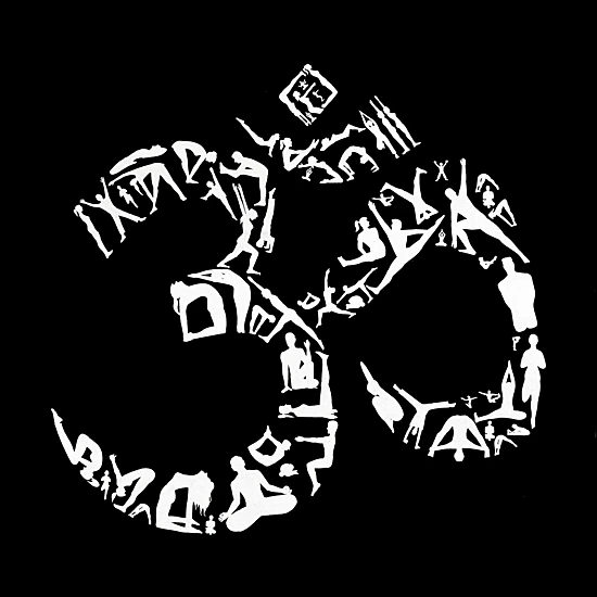 LA Pop Art Boy's Word Art T-Shirt - THE OM SYMBOL OUT OF YOGA POSES