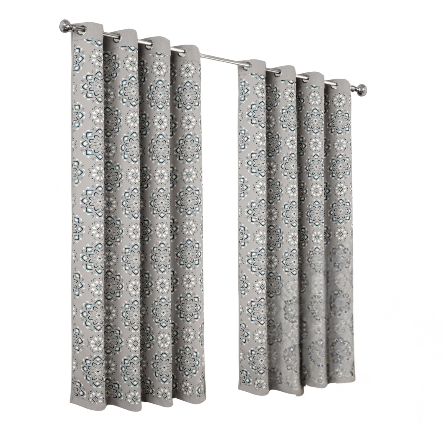 RT Designers Collection 100% Polyester 190 GSM Tilley Revisible Blackout Grommet Curtain Panel 54" x 84" Silver