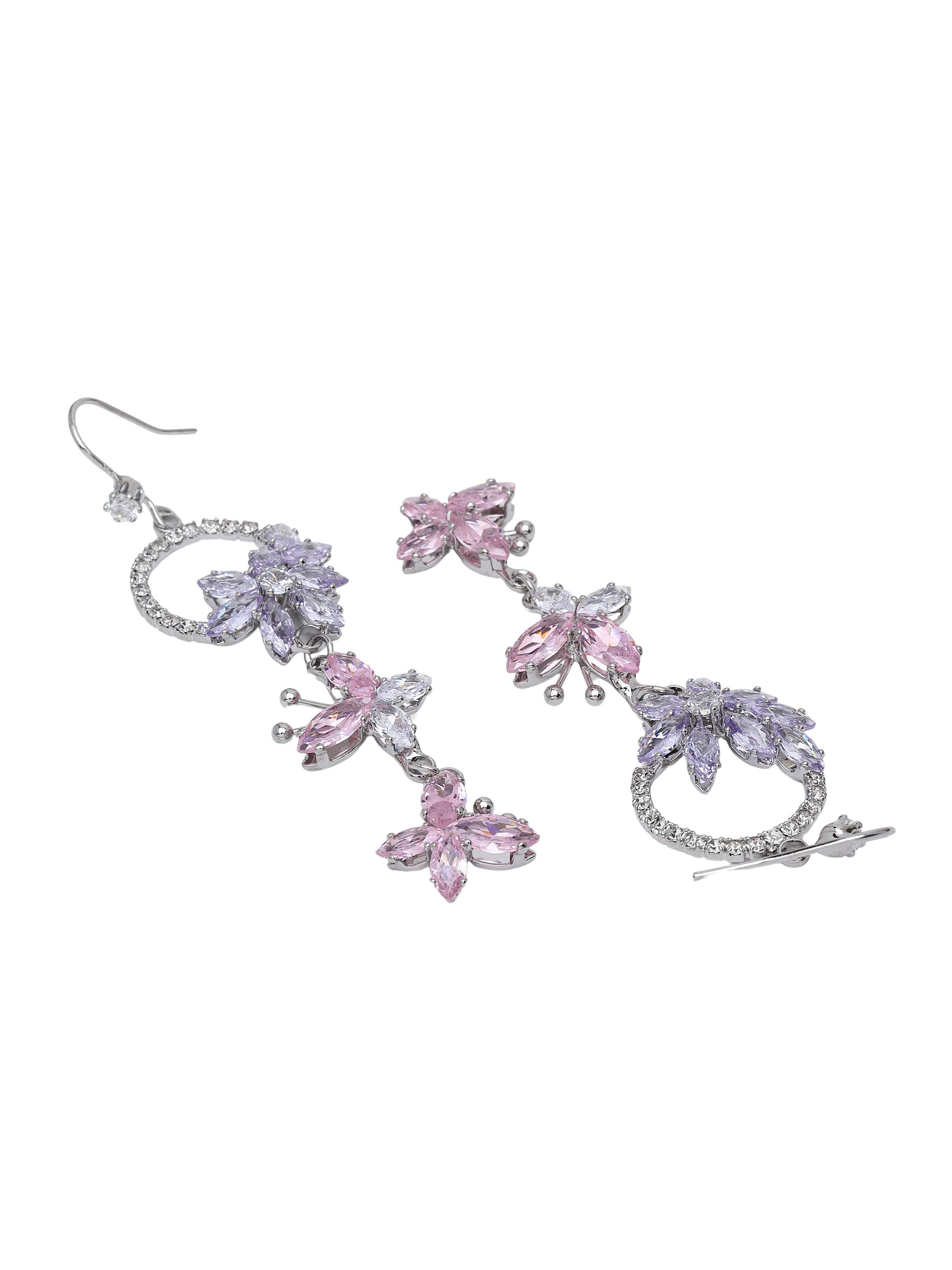 AGP PARIS Womens Floral Halo Chandelier Earrings