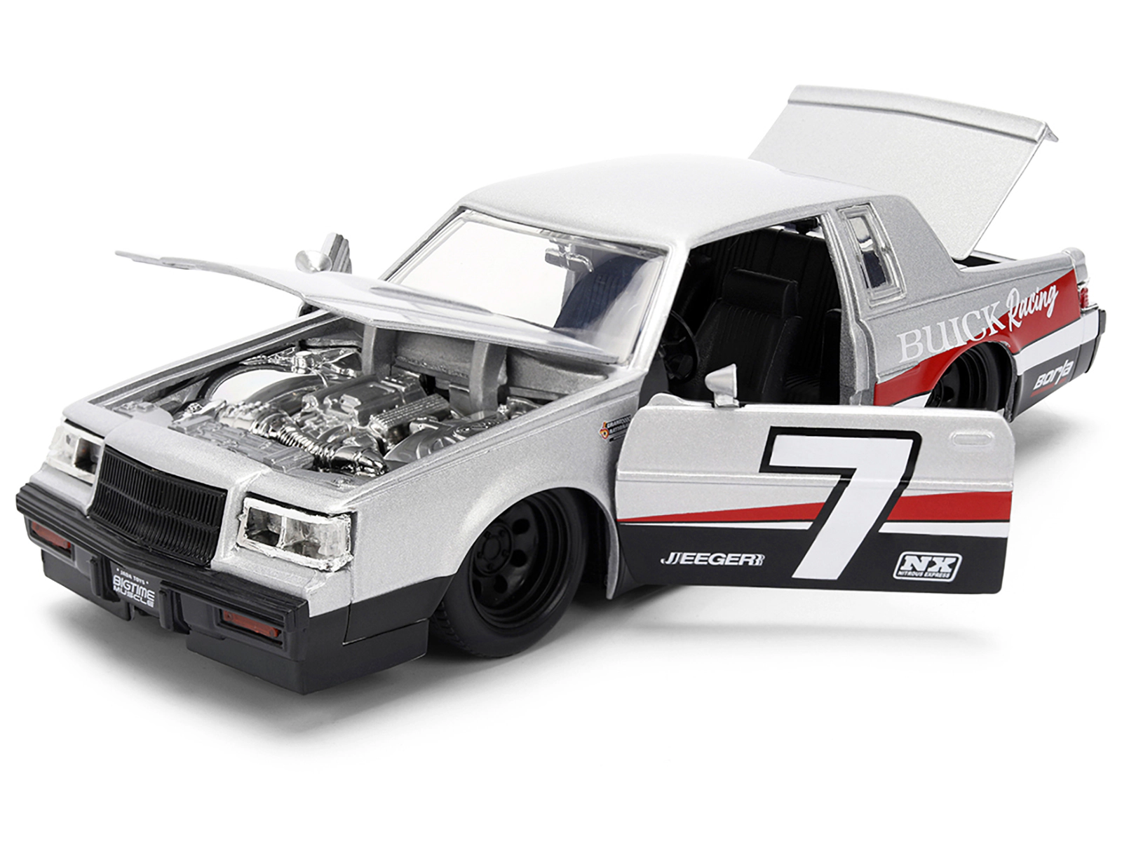 Jada 1987 Buick Grand National #7 "Buick Racing" Matt Silver Metallic with Red and Black Stripes "Bigtime