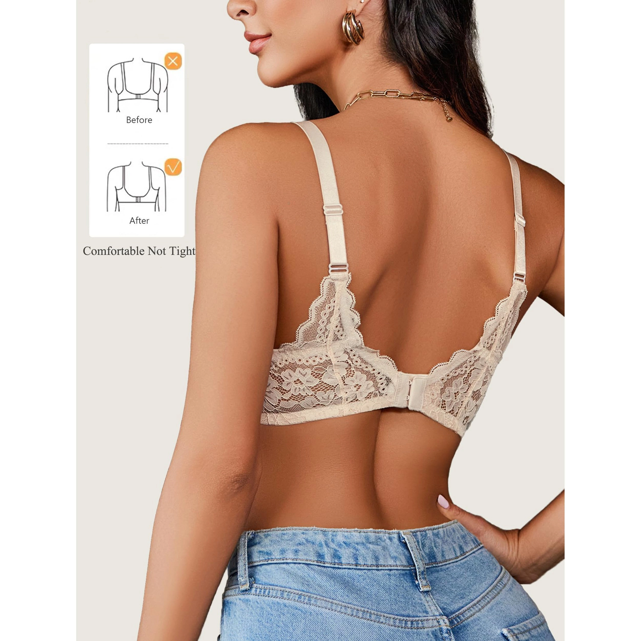 Avidlove Women's Lace Underwire Full Coverage Unpadded Bra