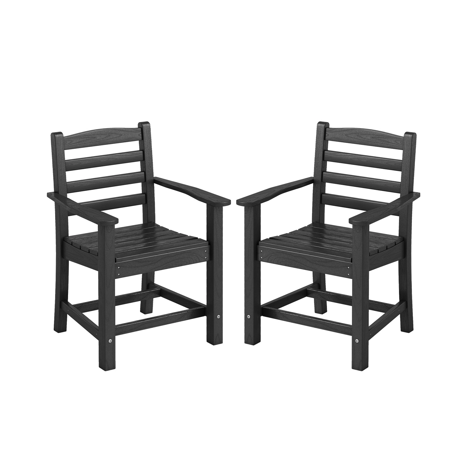 LJG HDPE All Weather Patio Dining Chairs Set of 2 with Wide Armrests