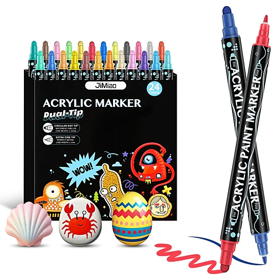 GBruno Dual-Tip Acrylic Paint Markers, 24-Color Set