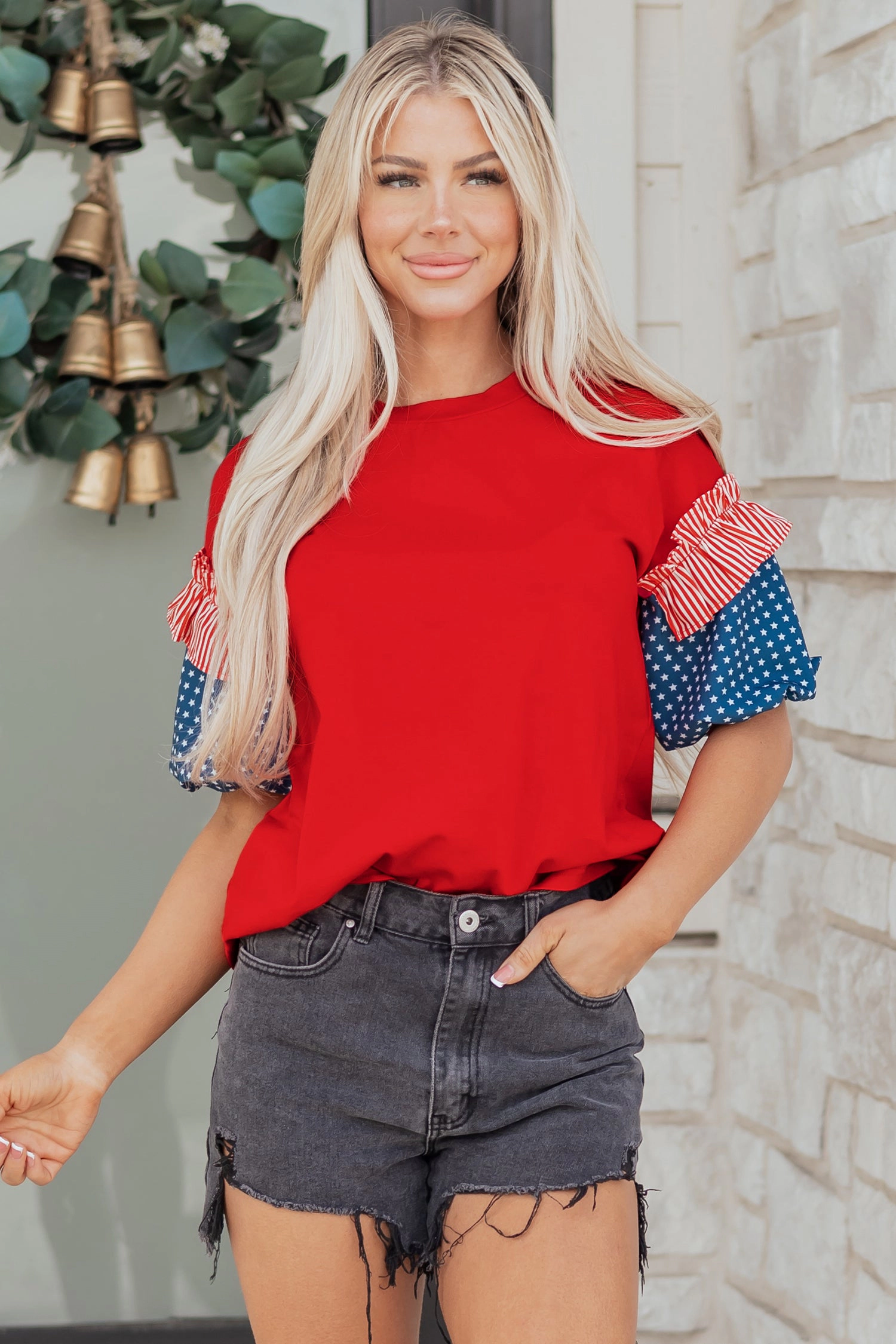 Threaded Pear Women's Aspyn Short Puff Sleeve Top