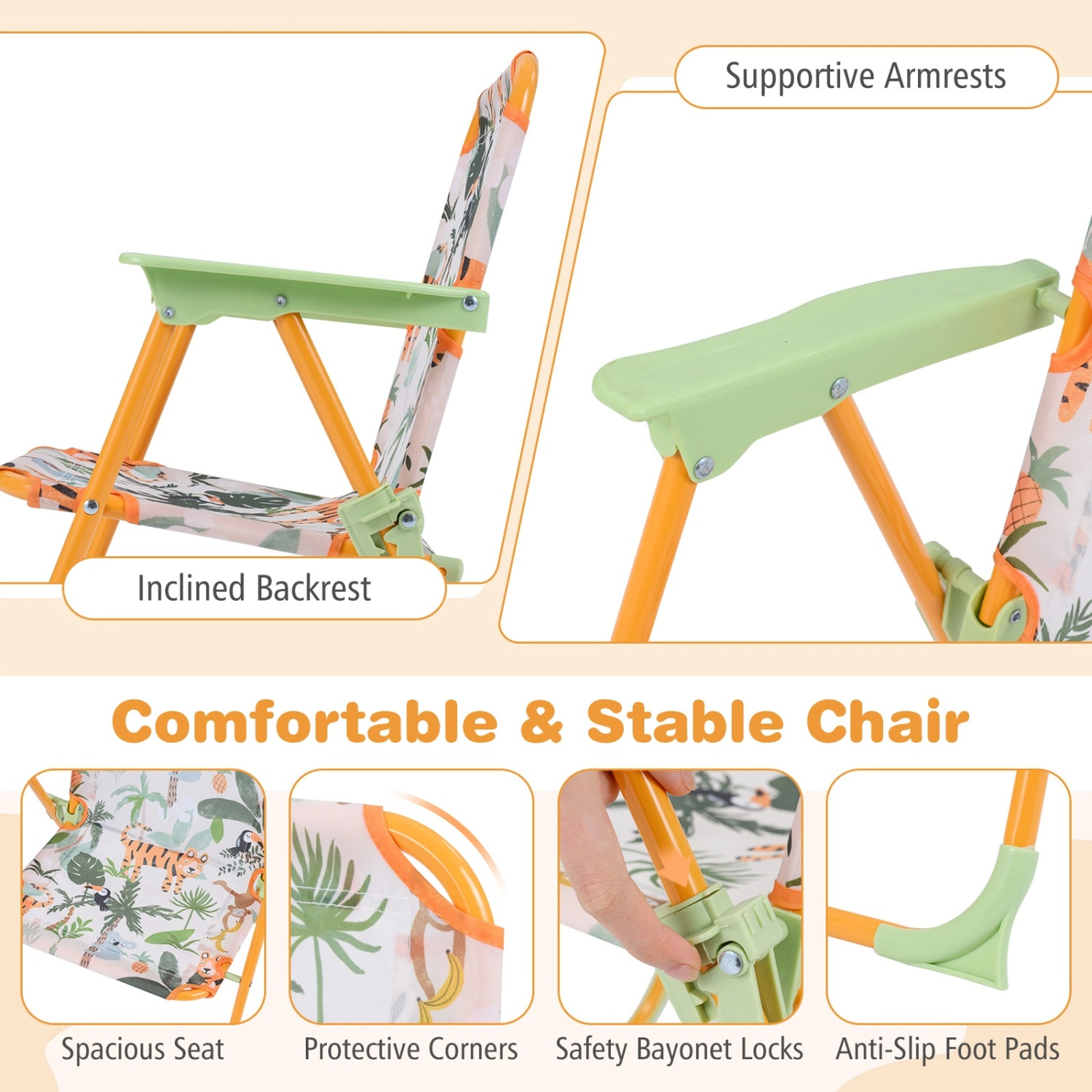 SUGIFT Kids Table & Folding Chairs Set Height-Adjustable Umbrella 165-lb Chair Capacity 66-lb Table Capacity Ages 3-6