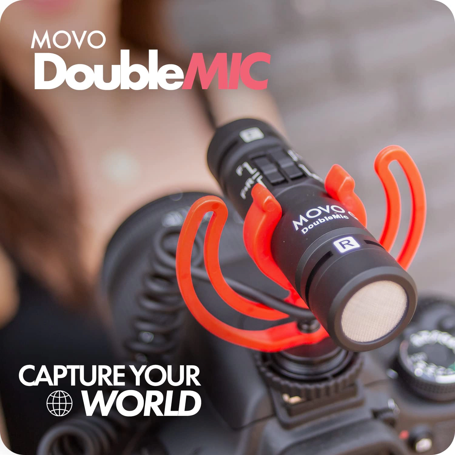 Movo DoubleMic V2 Two-Sided Shotgun Mic for Camera Vlogging