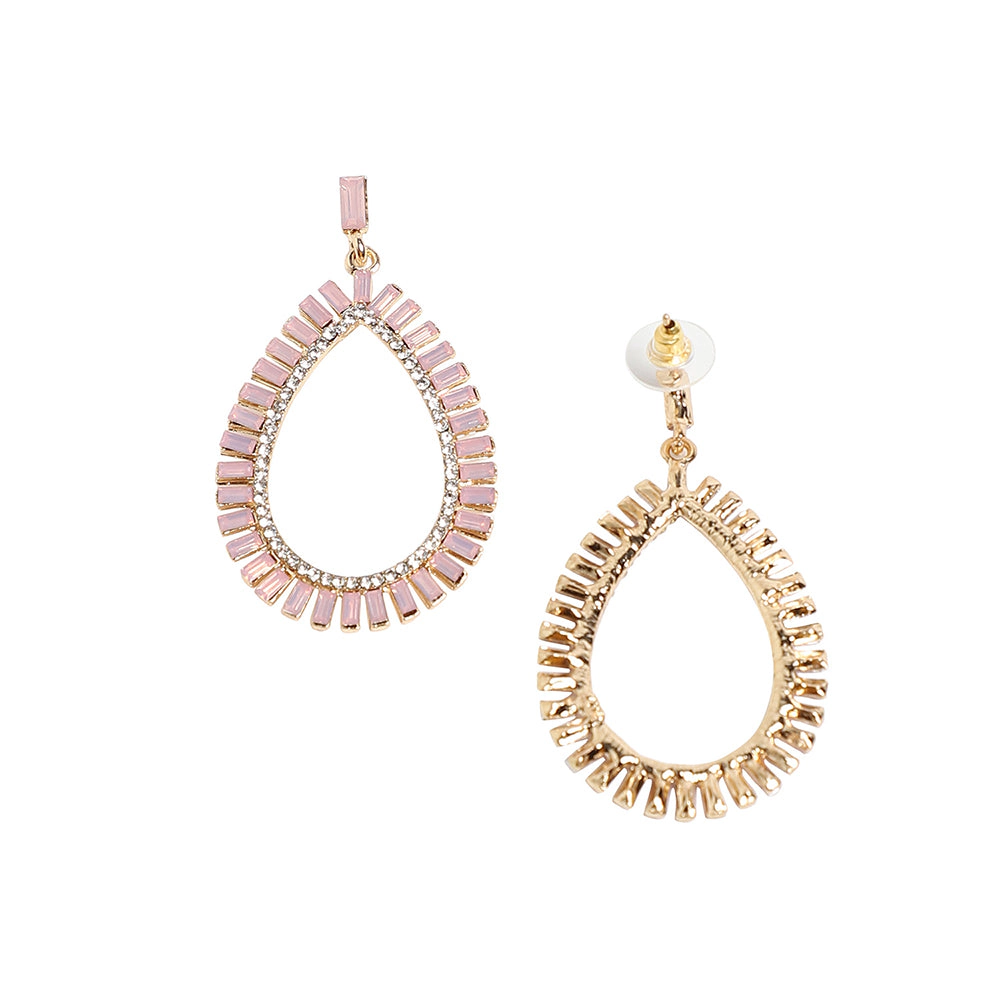 SOHI Women's Baby Pink Circular Teardrop Drop Earrings